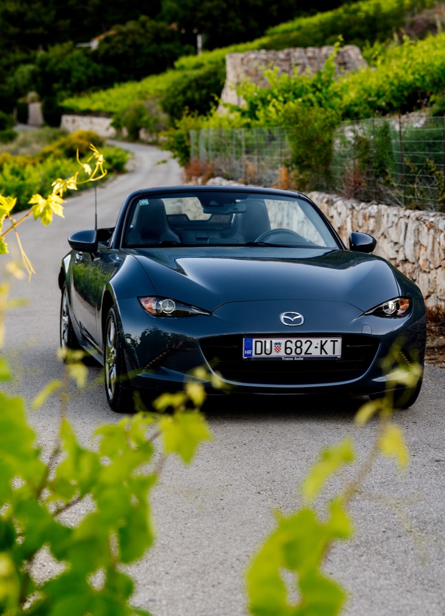 Mazda MX-5 on a country road near the vineyards